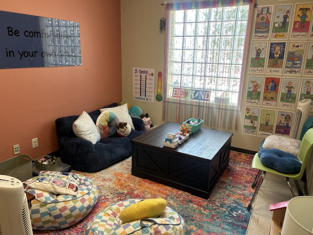 Carly's colorful office at the HSNT Denton Pediatric Health Center